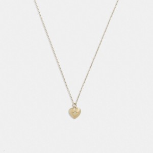 Coach 14 K Gold Heart Pendant Necklace Kadın Takı Altın | 75189SJKU