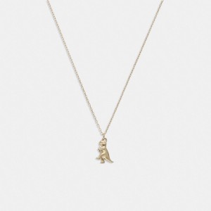 Coach 14 K Gold Rexy Pendant Necklace Kadın Takı Altın | 48279SRWC