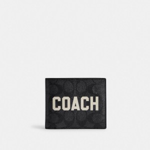 Coach 3 In 1 Wallet In Signature Canvas With Graphic Erkek Cüzdanlar Gri Renkli | 30657STLO