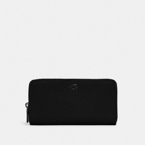 Coach Accordion Wallet With Signature Canvas Interior Kadın Büyük Cüzdan Siyah | 48195FMPB