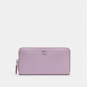 Coach Accordion Zip Wallet Kadın Büyük Cüzdan Gümüş Mor | 10574XWYL