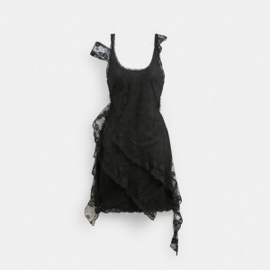 Coach All Over Lace Mini Dress Kadın Elbise Siyah | 19682RXGA