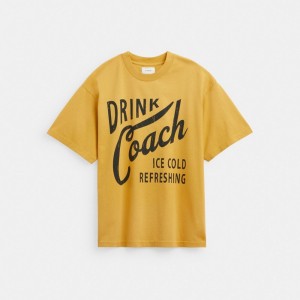 Coach Americana T Shirt Erkek Üstler Sarı | 57418BTQK