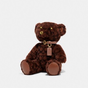 Coach Bear Collectible In Signature Shearling Kadın Seyahat Çantası Çikolata Kahverengi | 12605UKSR