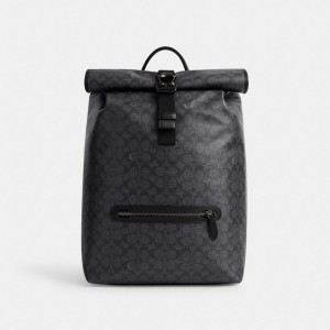 Coach Beck Roll Top Backpack In Signature Canvas Erkek Sırt Çantası Gri | 52087WBZU