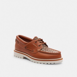 Coach Benson Boat Shoe In Signature Jacquard Erkek Makosen Renkli | 57492YEDV