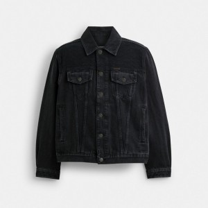 Coach Black Denim Jacket In Organic Cotton Erkek Mont Siyah | 18736TYRA