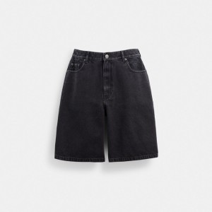 Coach Black Denim Shorts In Organic Cotton Erkek Pantolon Siyah Mavi | 75649RYQP