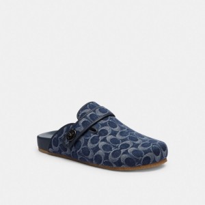 Coach Blake Clog In Signature Denim Erkek Sandalet Mavi | 19836JOCA