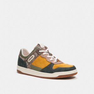 Coach C201 Sneaker In Mixed Signature Fabric Erkek Spor Ayakkabı Yeşil | 96324LAZI