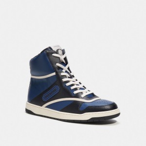 Coach C202 High Top Sneaker Erkek Spor Ayakkabı Koyu Mavi | 67150EOTY
