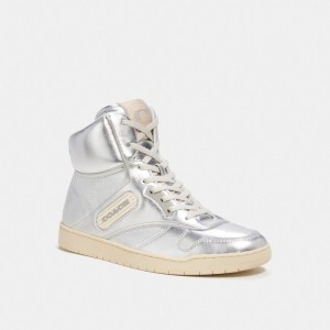 Coach C202 High Top Sneaker Kadın Spor Ayakkabı Gümüş | 04837YBEO