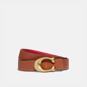 Coach C Hardware Reversible Belt, 32 Mm Kadın Kemer Kırmızı | 03459IYZM