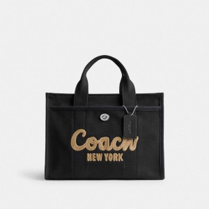 Coach Cargo Tote Bag Kadın Tote Çanta Gümüş Siyah | 02594PLMT
