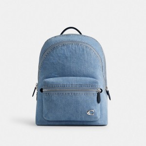 Coach Charter Backpack Erkek Sırt Çantası Mavi Indigo Mavi | 38621QDUK