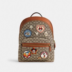 Coach Charter Backpack In Signature Textile Jacquard With Patches Erkek Sırt Çantası Renkli | 61754TKVY