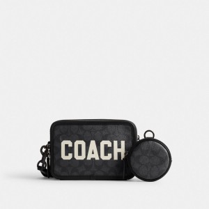 Coach Charter Crossbody In Signature Canvas With Graphic Erkek Çapraz Askılı Çanta Gri Renkli | 67419GLRK