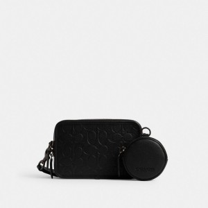 Coach Charter Crossbody With Hybrid Pouch In Signature Leather Erkek Çapraz Askılı Çanta Siyah | 29047NMQJ