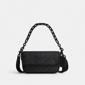 Coach Charter Flap Crossbody 18 In Signature Canvas Erkek Çapraz Askılı Çanta Gri | 13649JGPI