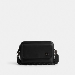 Coach Charter Flap Crossbody 24 Erkek Çapraz Askılı Çanta Siyah | 80573BTYO