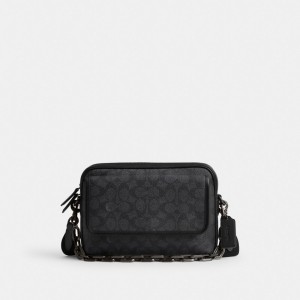 Coach Charter Flap Crossbody 24 In Signature Canvas Erkek Çapraz Askılı Çanta Gri | 61902VEHI