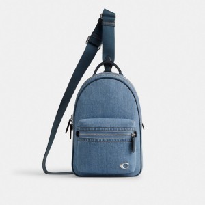 Coach Charter Pack Erkek Çapraz Askılı Çanta Indigo Mavi | 19236OBFV