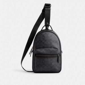 Coach Charter Pack In Signature Canvas Erkek Çapraz Askılı Çanta Gri | 17956GATQ