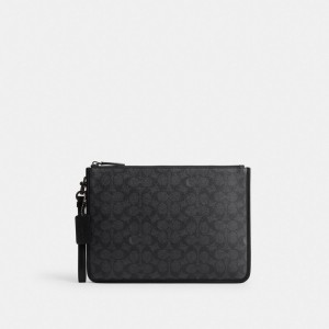 Coach Charter Pouch In Signature Canvas Erkek Çapraz Askılı Çanta Gri | 97516MYFN