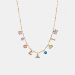 Coach Cherry And Heart Charm Necklace Kadın Takı Altın Renkli | 05986WYFS