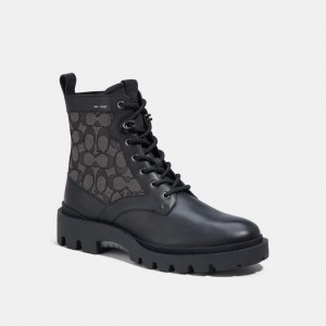 Coach Citysole Lace Up Boot In Signature Jacquard Erkek Bot Siyah | 45183RDIX