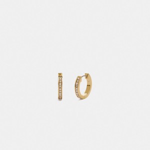 Coach Classic Crystal Pearl Huggie Earrings Kadın Takı Altın | 46283NSXF