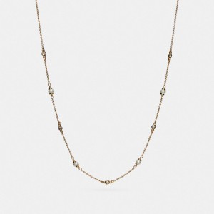 Coach Classic Crystal Pearl Necklace Kadın Takı Altın | 41057CDKN