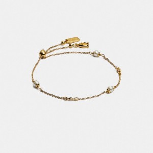 Coach Classic Crystal Pearl Slider Bracelet Kadın Takı Altın | 21396HELD