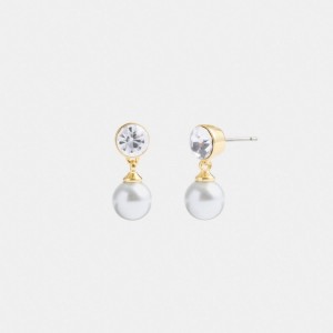 Coach Classic Pearl Drop Earrings Kadın Takı Altın | 30678IBGV