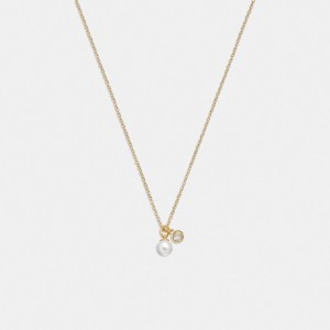Coach Classic Pearl Pendant Necklace Kadın Takı Altın | 46230PGDC