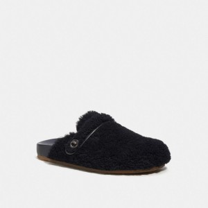 Coach Clog In Shearling Erkek Sandalet Siyah | 16492GZVR