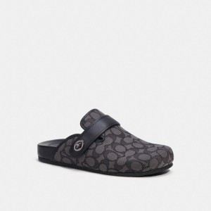 Coach Clog In Signature Jacquard Erkek Sandalet Gri Siyah | 31486ABGW