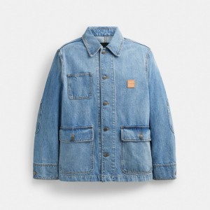 Coach Denim Chore Jacket Erkek Mont Açık Açık Mavi | 63712QSAM