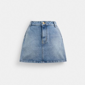 Coach Denim Skirt Kadın Pantolon Mavi | 58763YXRV