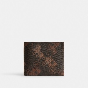 Coach Double Billfold Wallet With Large Horse And Carriage Print Erkek Cüzdanlar Renkli | 53610RPNE