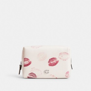 Coach Essential Cosmetic Pouch With Lip Print Kadın Seyahat Çantası Gümüş Renkli | 75901JPZK