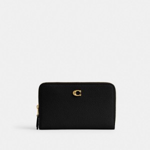 Coach Essential Medium Zip Around Wallet Kadın Büyük Cüzdan Siyah | 04723QLTK