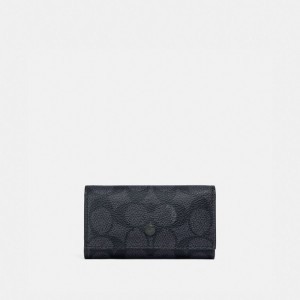Coach Four Ring Key Case In Signature Canvas Erkek Çanta Aksesuarları Gri | 72063QWMJ
