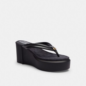 Coach Franki Flip Flop In Signature Jacquard Kadın Sandalet Siyah | 01682JWQS