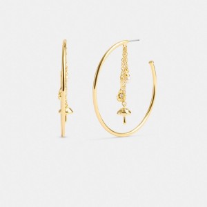 Coach Garden Charms Hoop Earrings Kadın Takı Altın | 10836EVWO