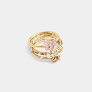 Coach Garden Charms Ring Set Kadın Takı Altın Renkli | 96054EDBN