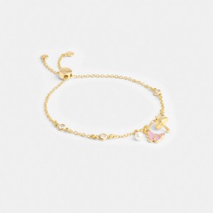 Coach Garden Charms Slider Bracelet Kadın Takı Altın Renkli | 78529LUWY