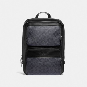 Coach Gotham Backpack In Signature Canvas Erkek Sırt Çantası Siyah Bakır Gri Siyah | 56821NVJP