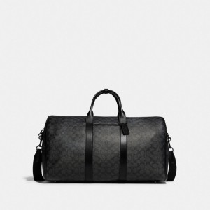 Coach Gotham Duffle Bag In Signature Canvas Erkek Duffle Çanta Siyah Bakır Gri | 82607TRZX