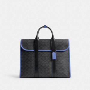 Coach Gotham Portfolio Bag In Signature Canvas Erkek Evrak Çantası Gri | 79631LCVJ